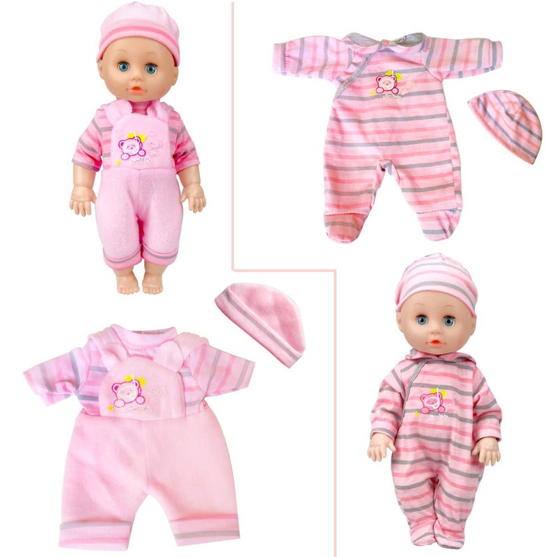 WONDOLL 8-Sets Alive Baby-Doll-Clothes for 12 inch Baby Dolls 10-11-12 inch Handmade Clothing Lovely Hat Dress and Outfits Accessories Christmas Birthday for Little Girl - Image 5